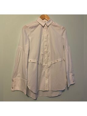 Per Se by Carlisle White Button Up Blouse Size 2